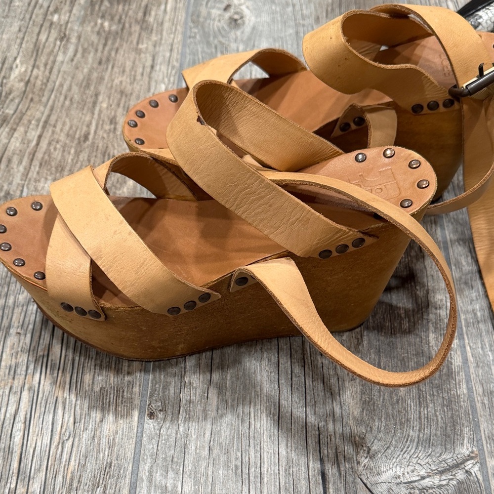 Joe's Jeans Tan Leather Platform Wedges